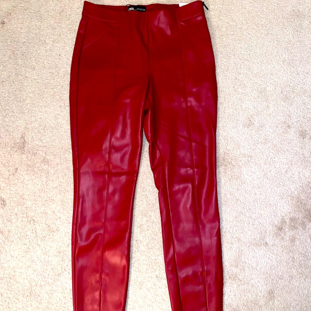 Zara burgundy faux leather pant